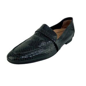 Vionic Black Lizard Zana Penny Loafer Flats Pointed Toe Leather Shoes